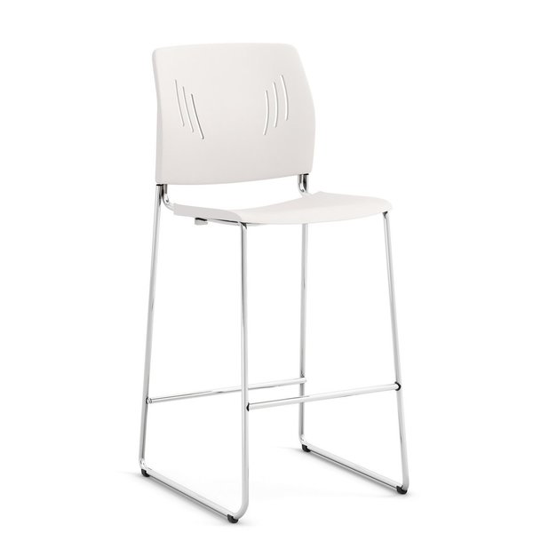 Officesource Rise Stool Polyurethane Stool with Footrest and Chrome Base 3085STOOLWH